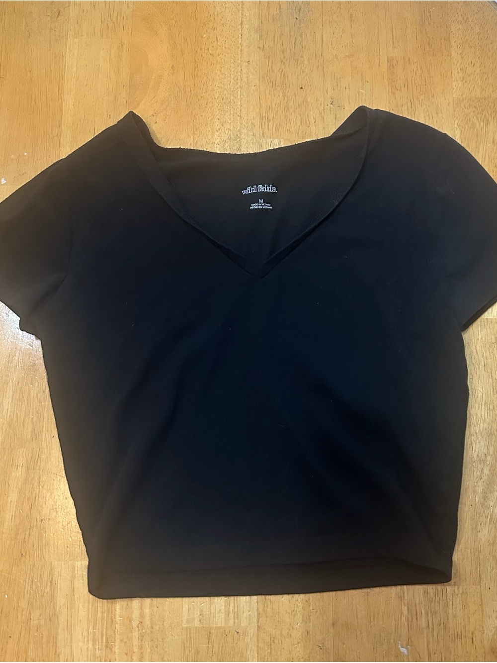 wild fable Black V-Neck Crop Top